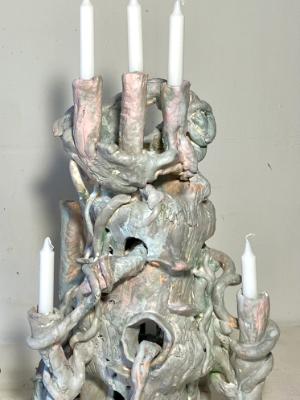 White Candelabra with candles White Candelabra with candles